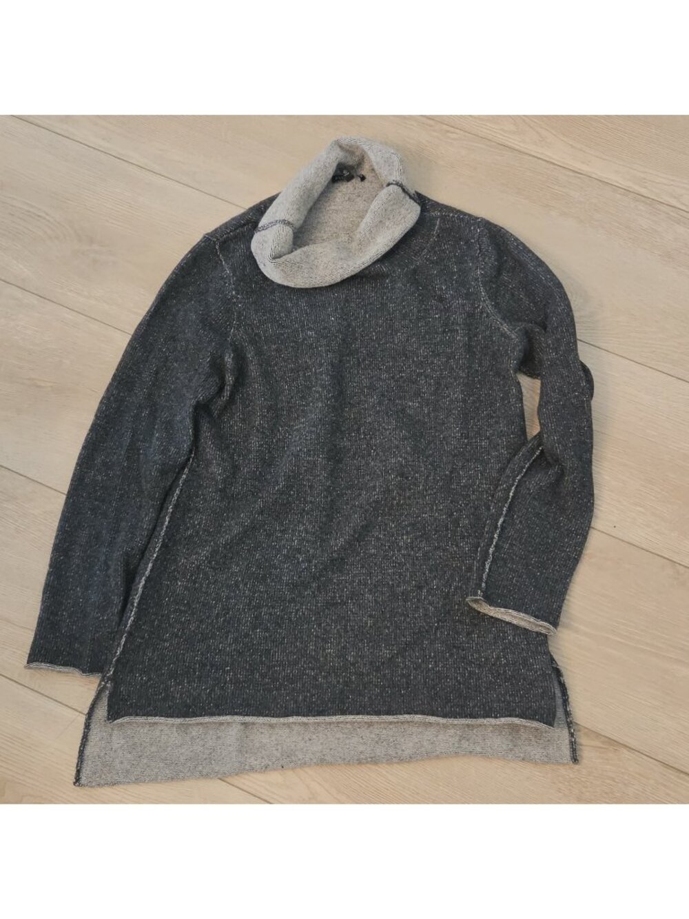 Eileen Fisher Chacoal Gray Cowl Neck Cashmere Sweater Womens Medium
